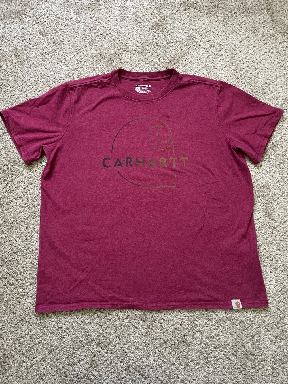 Carhartt Loose Fit Logo Short Sleeve, Womens XL, Burgundy